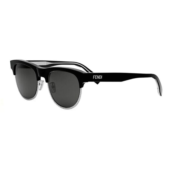NEW WOMEN FENDI SUNGLASSES BLACK/SILVER GREY FENDI FE40105U 01A ROUND EYEWEAR - Picture 1 of 3